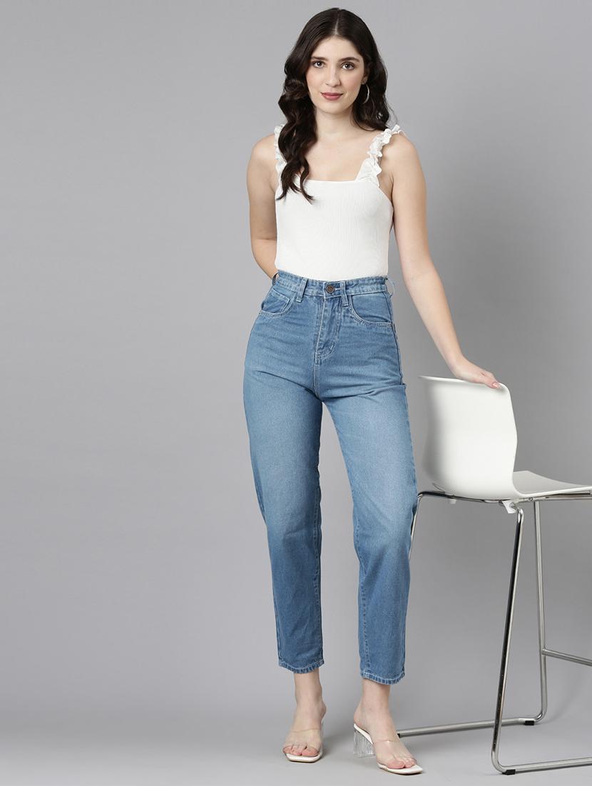 women washed high rise mom fit jean - 22001877 - Standard Image - 6