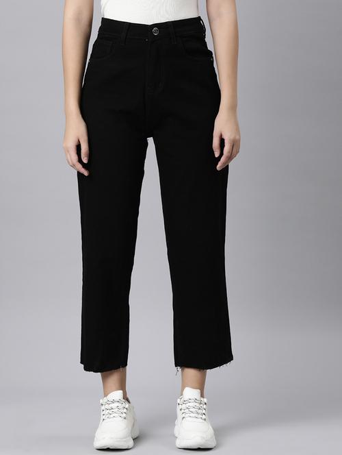 women solid high rise straight fit ean - 22001881 - Standard Image - 0