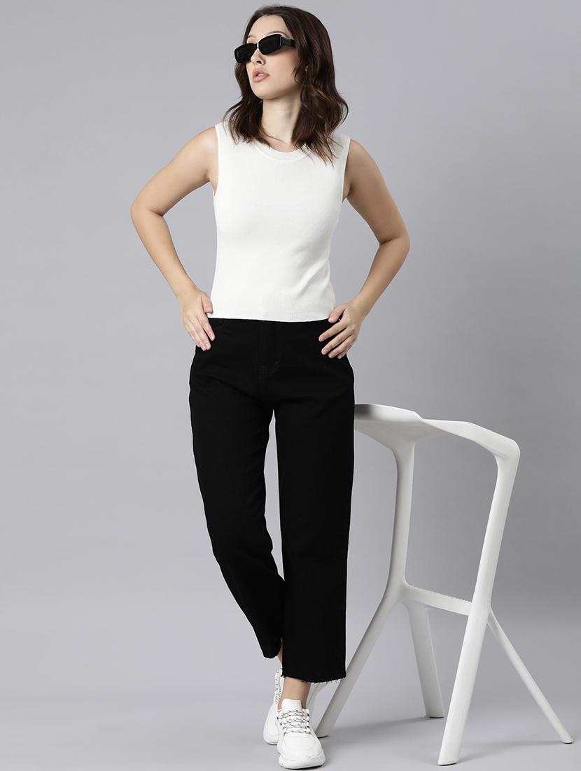 women solid high rise straight fit ean - 22001881 - Standard Image - 6