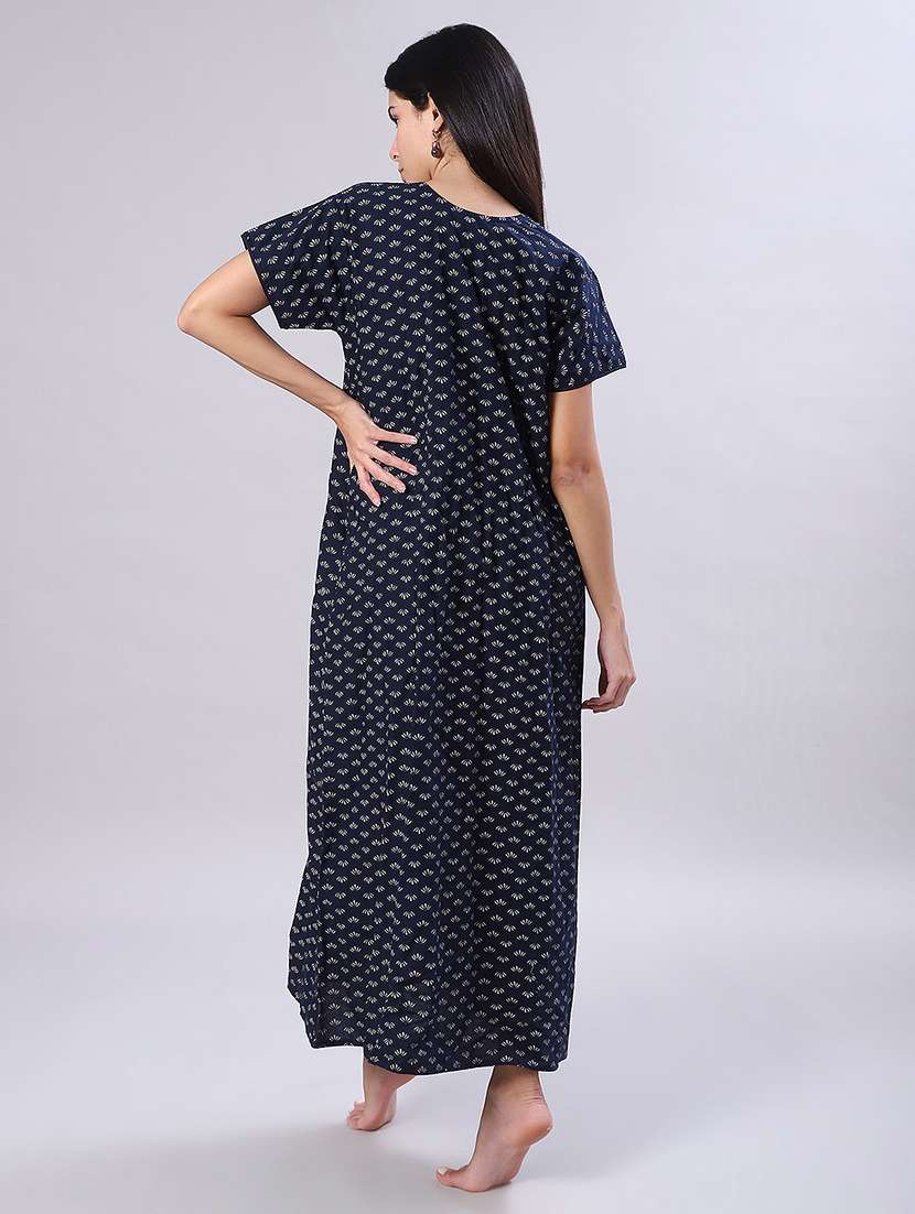 women printed short sleeve nighty - 22001942 -  Standard Image - 4