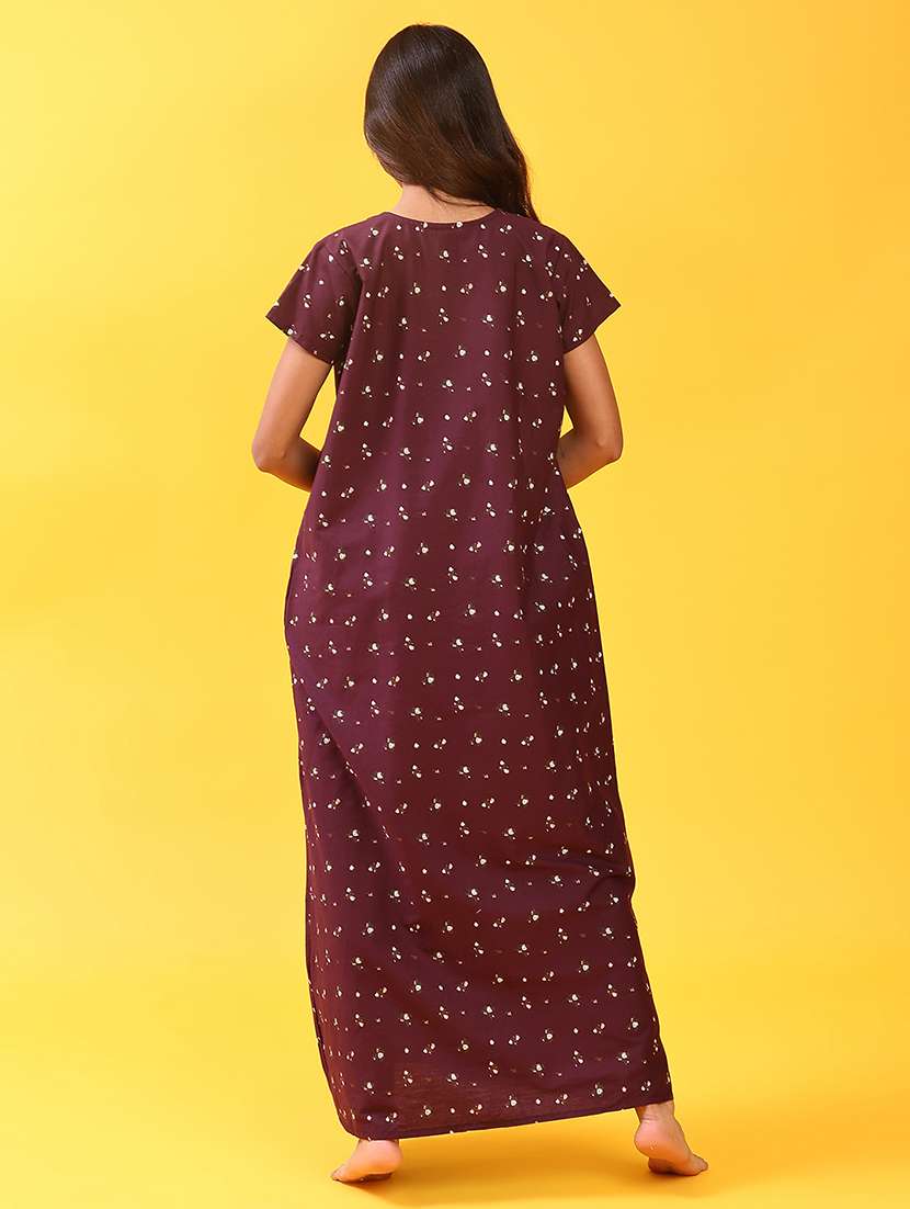 women printed short sleeve nighty - 22002008 -  Standard Image - 4