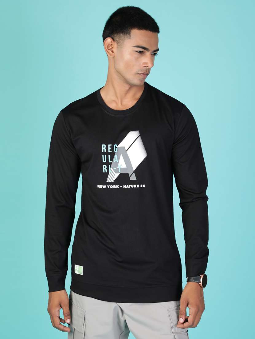 men chest print long sleeve regular fit sweatshirt - 22002011 -  Standard Image - 1