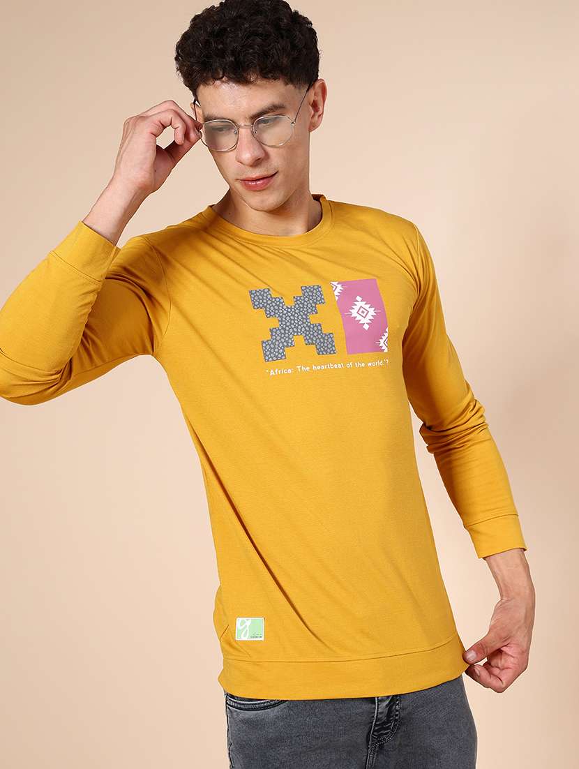 men chest print long sleeve regular fit sweatshirt