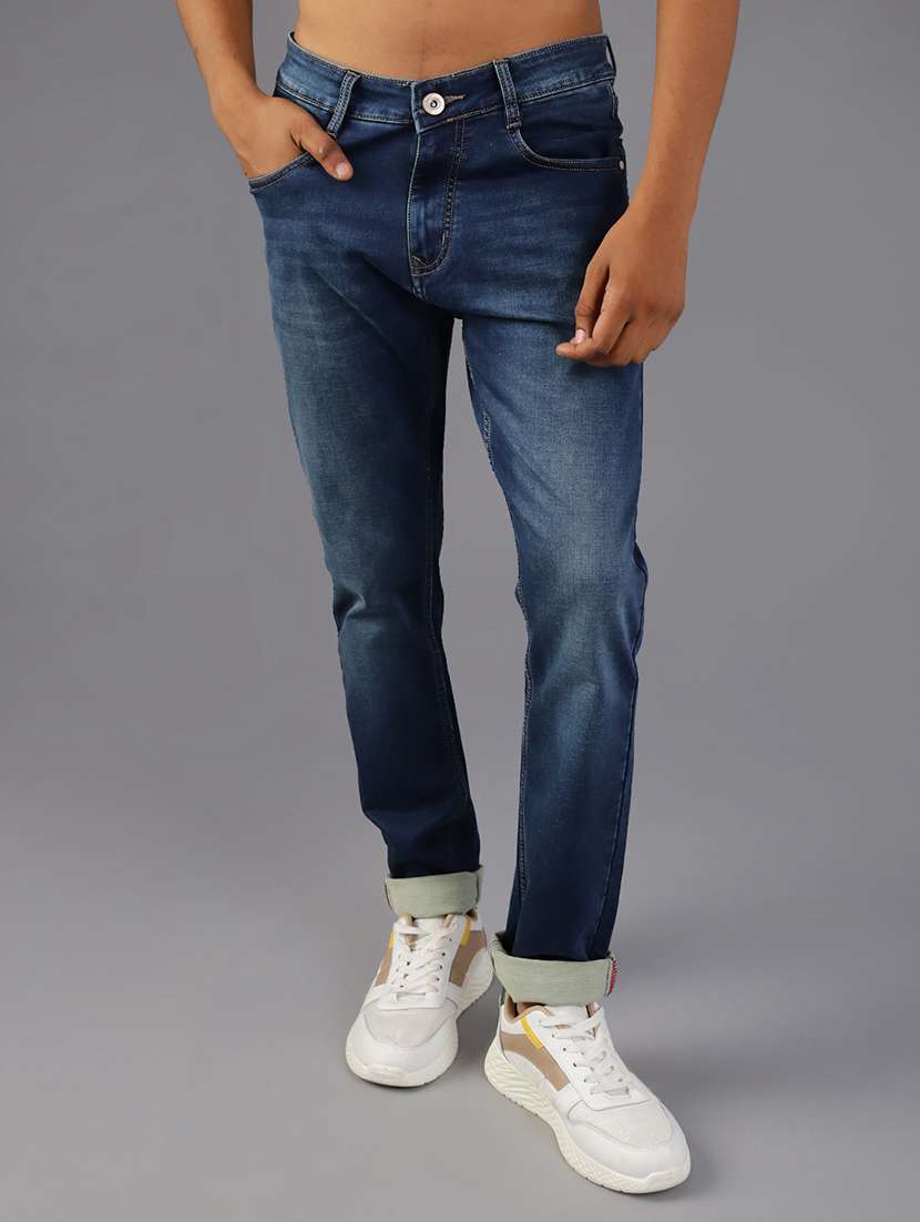 men solid mid rise slim fit jeans - 22002017 -  Standard Image - 1