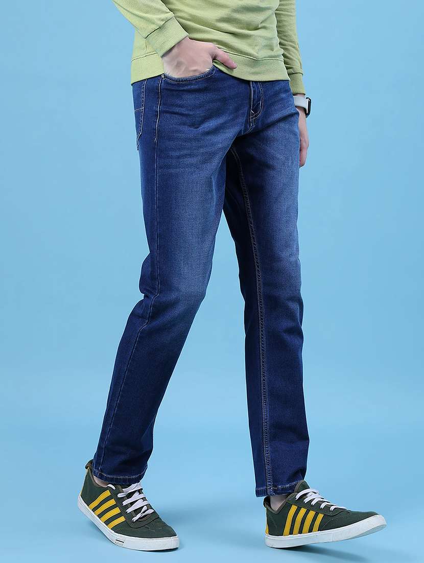 men solid mid rise slim fit jean