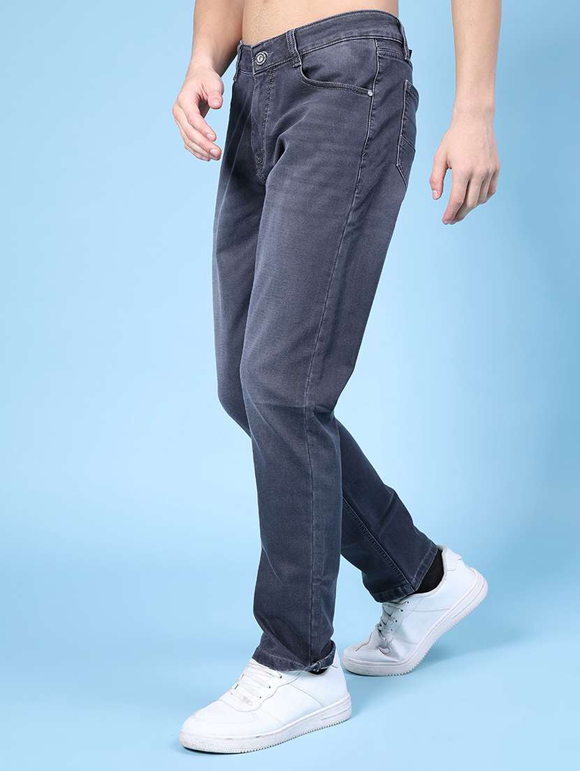 men washed mid rise full length jean