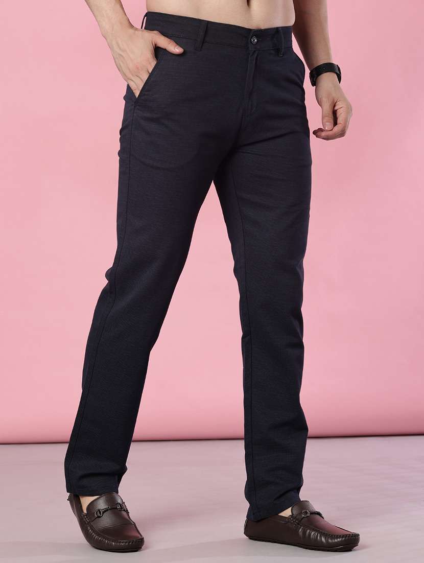 men solid mid rise casual chinos - 22002126 -  Standard Image - 1