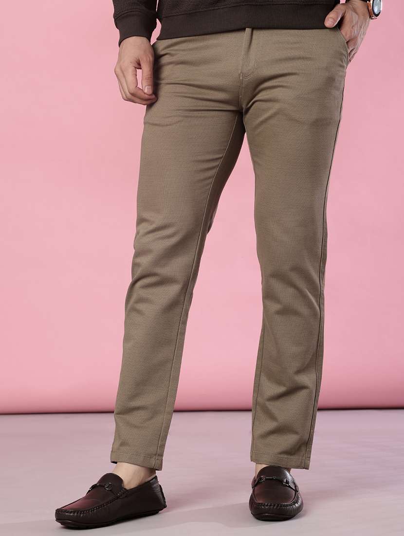 men solid mid rise casual chinos - 22002127 -  Standard Image - 1