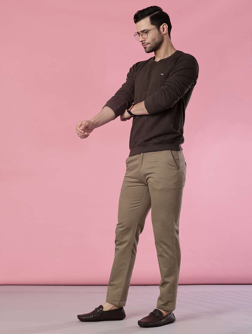 men solid mid rise casual chinos - 22002127 - Standard Image - 4