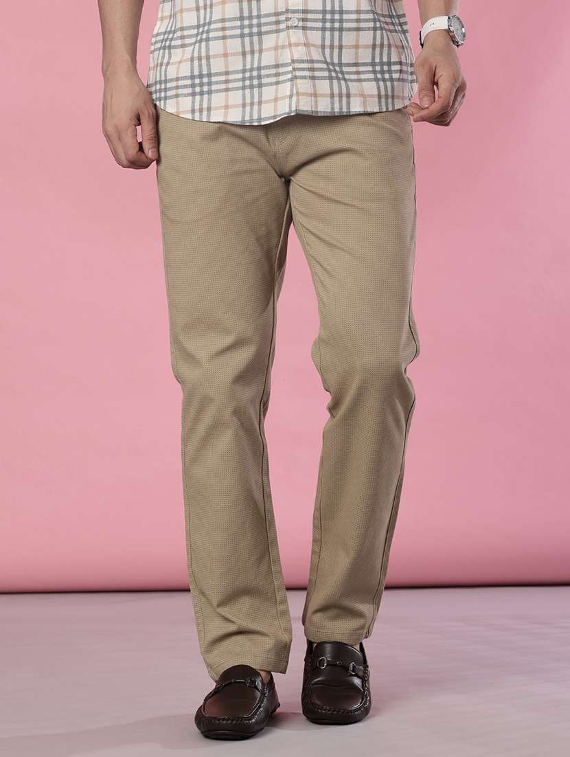 men solid mid rise chinos casual trouser - 22002130 -  Standard Image - 1