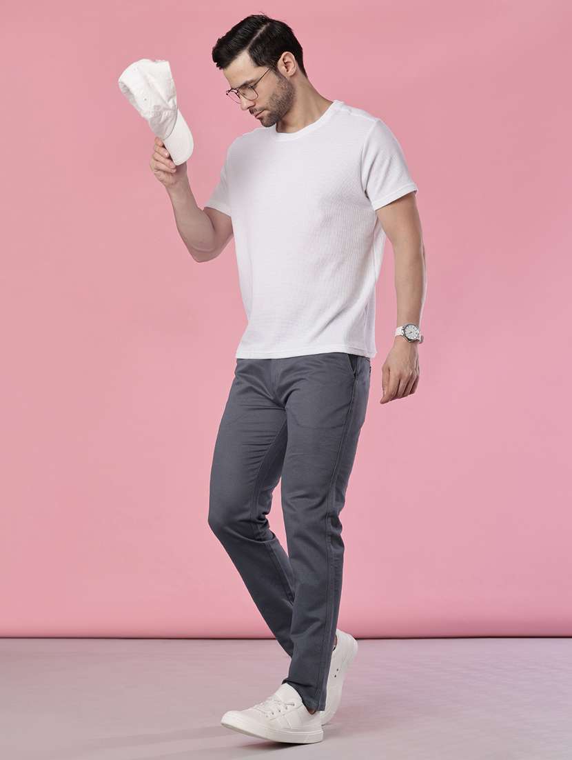 men solid mid rise casual chino - 22002132 -  Standard Image - 4