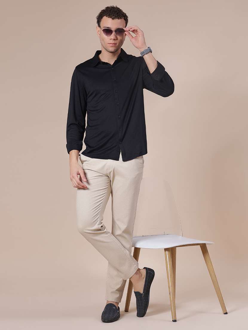 men solid mid rise casual chino - 22002136 -  Standard Image - 4