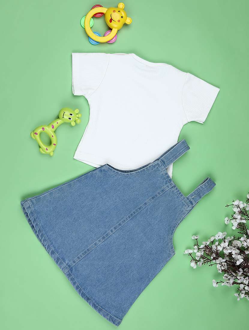 girls printed dungaree dress with t-shirt - 22002141 -  Standard Image - 1