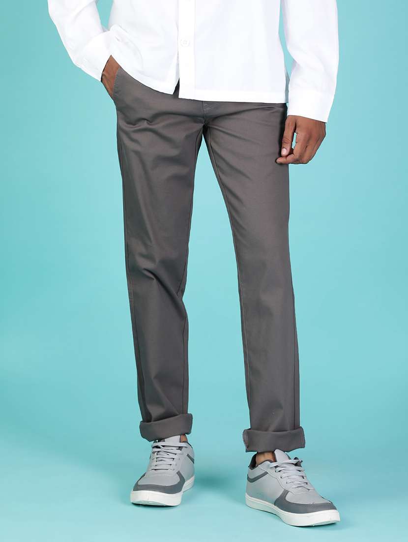 men solid mid rise casual chino - 22002191 -  Standard Image - 1