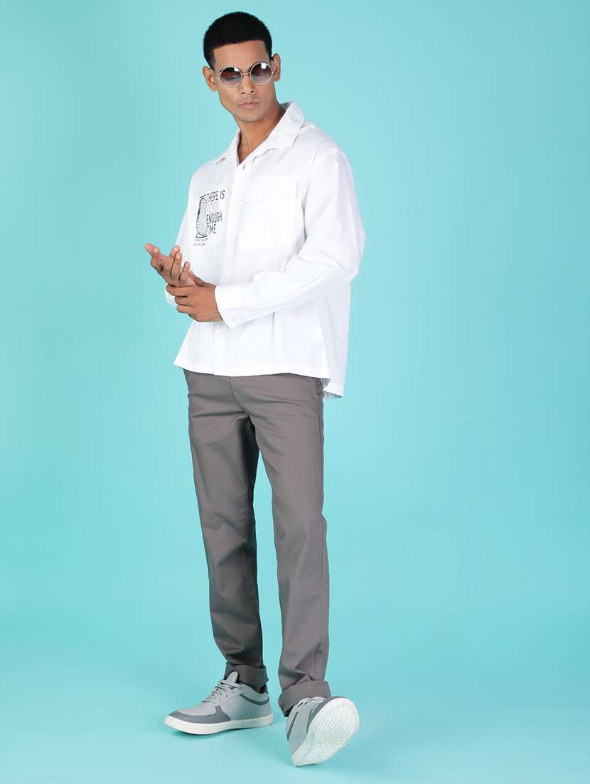 men solid mid rise casual chino - 22002191 -  Standard Image - 4