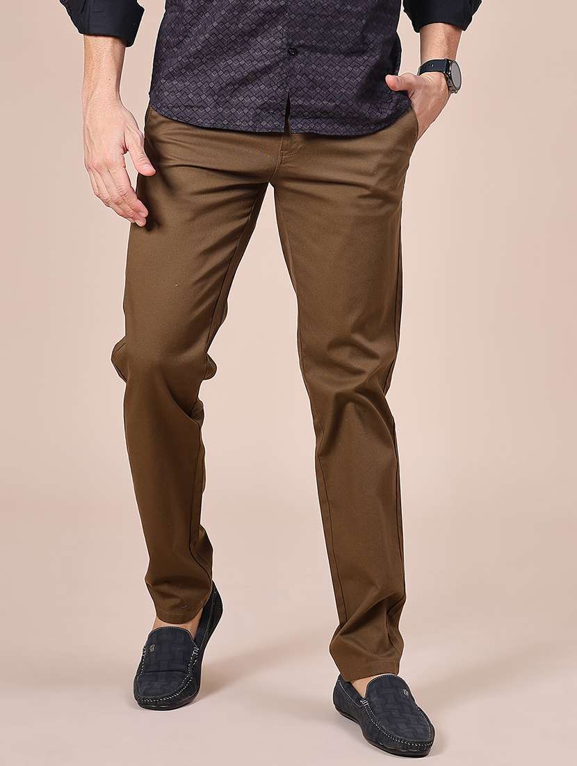 men solid mid rise casual chino - 22002192 -  Standard Image - 1