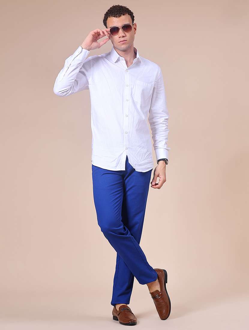 men solid mid rise casual chino - 22002225 - Standard Image - 4