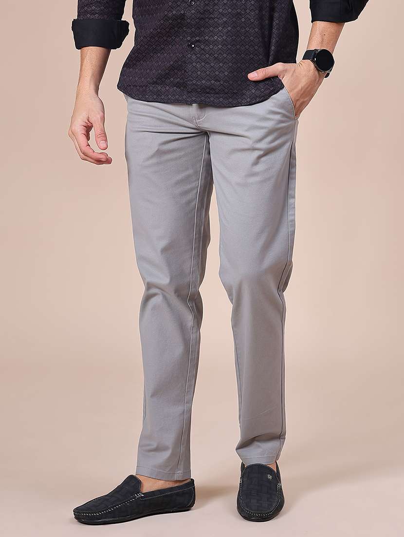 men solid mid rise casual chino - 22002226 -  Standard Image - 1