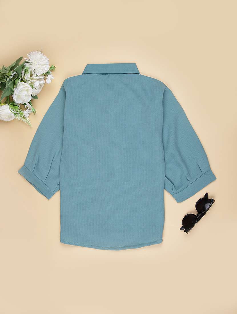 girls embroidered three quarter sleeve top - 22002243 -  Standard Image - 1