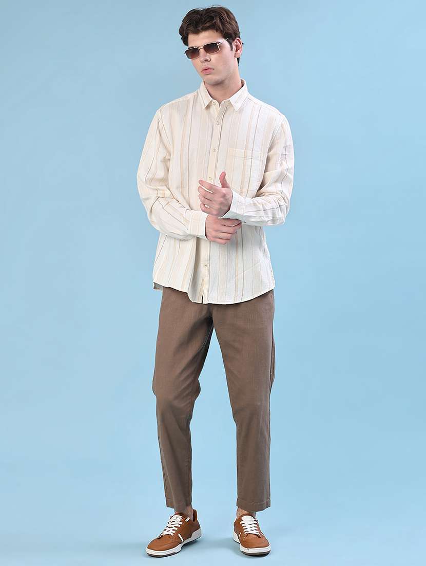 men striped collared long sleeve shirt - 22002258 -  Standard Image - 4