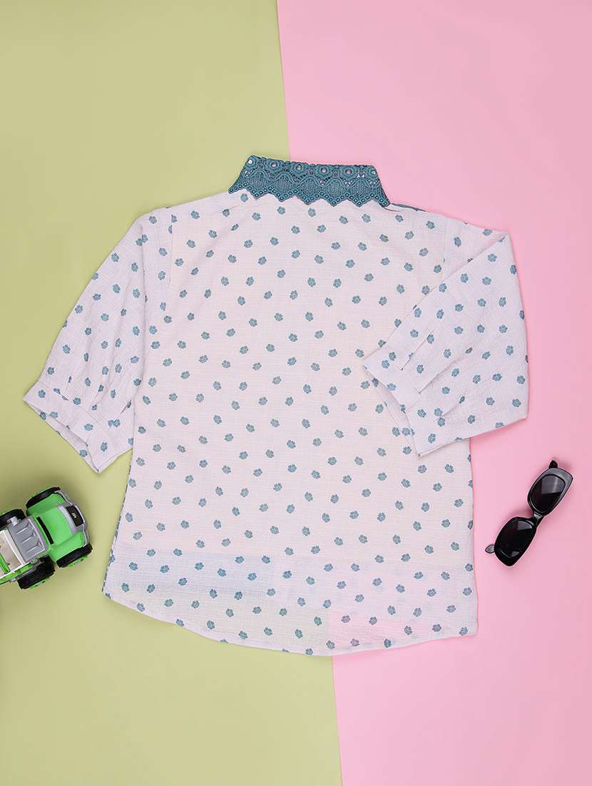 girls printed three quarter sleeve top - 22002281 -  Standard Image - 1