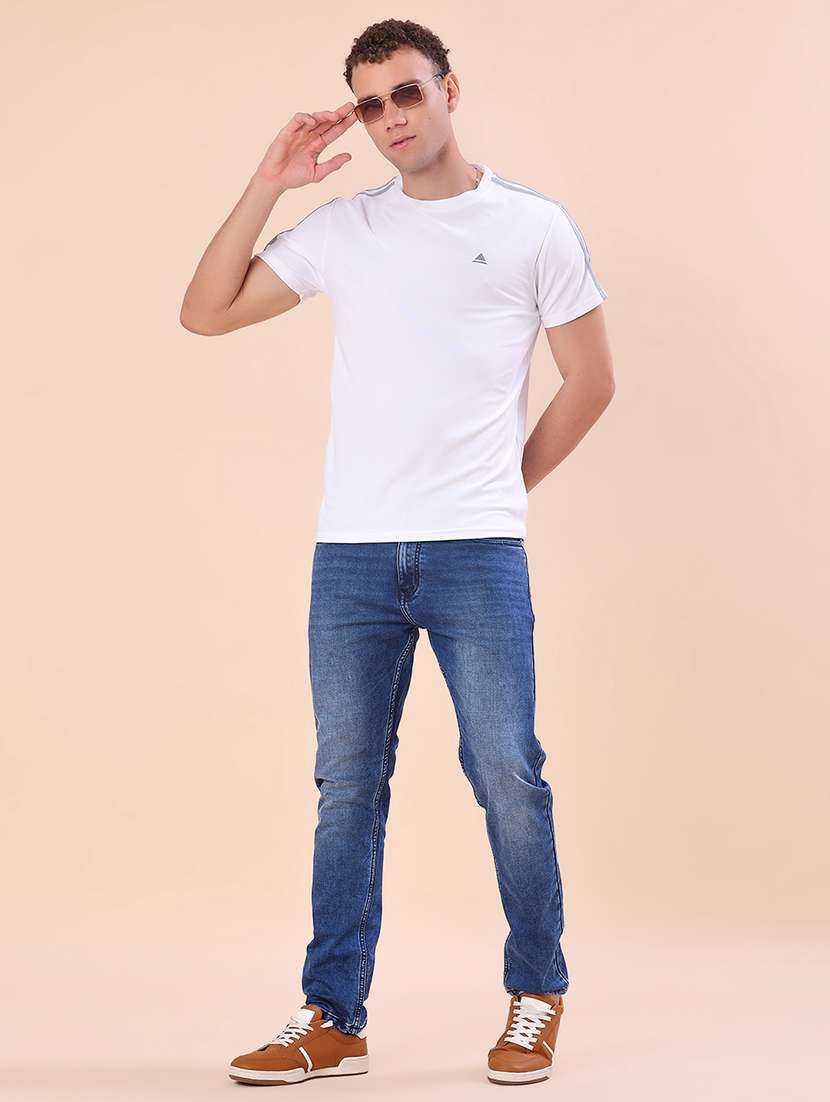 men solid short sleeve slim fit t-shirt - 22002289 -  Standard Image - 4