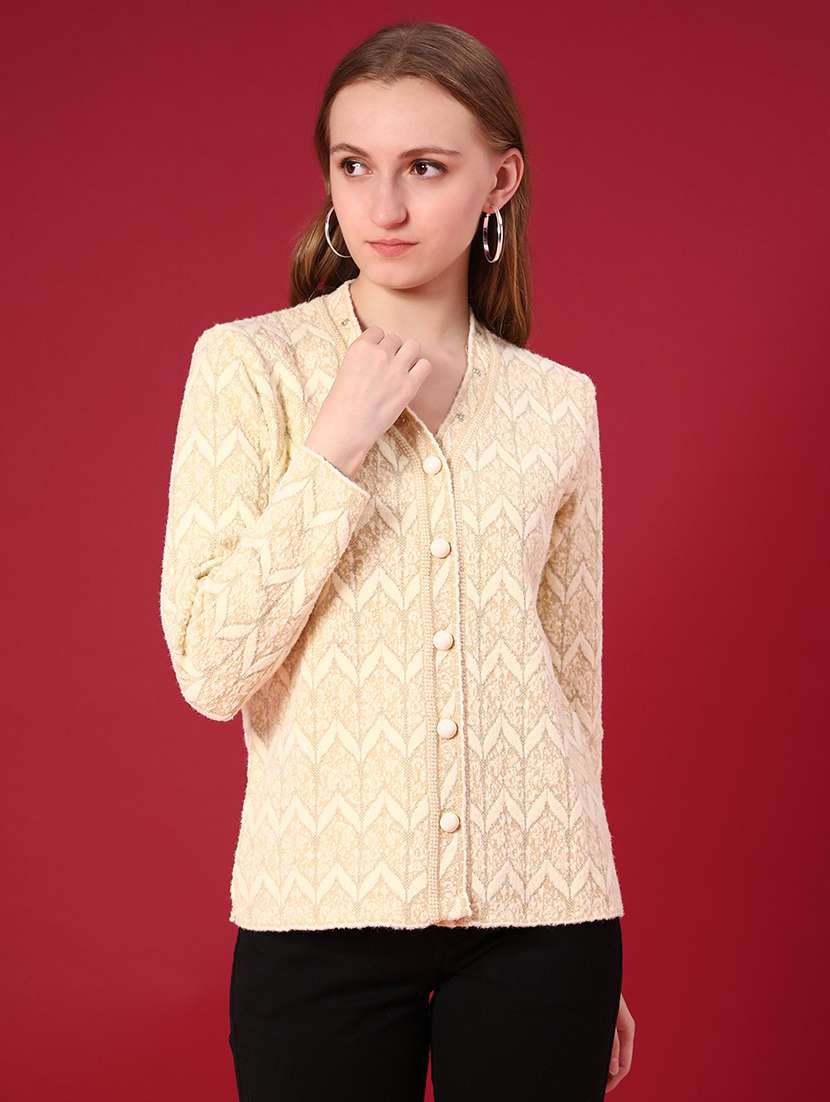 women self design long sleeve cardigan - 22002342 -  Standard Image - 1