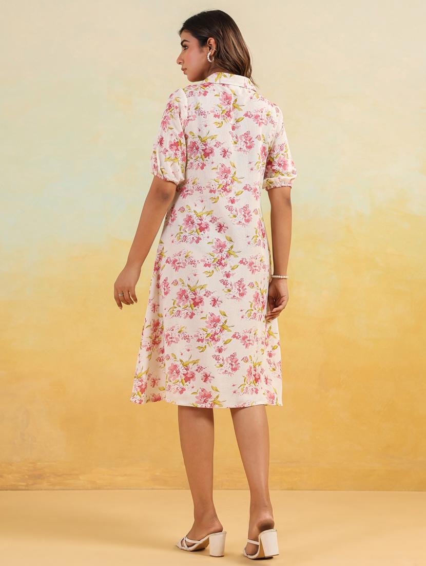 womem floral print collared shirt dress - 22002351 - Standard Image - 4
