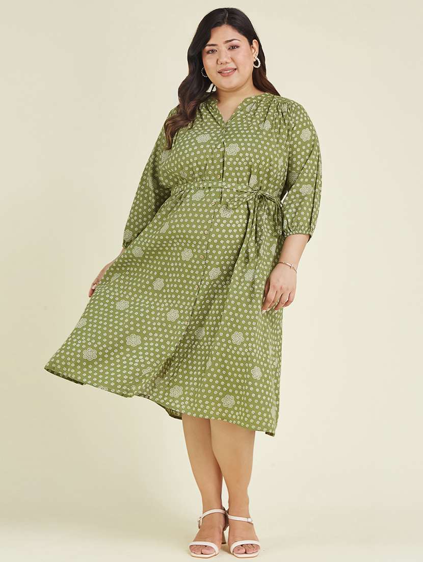 women plus size printed a-line dress
