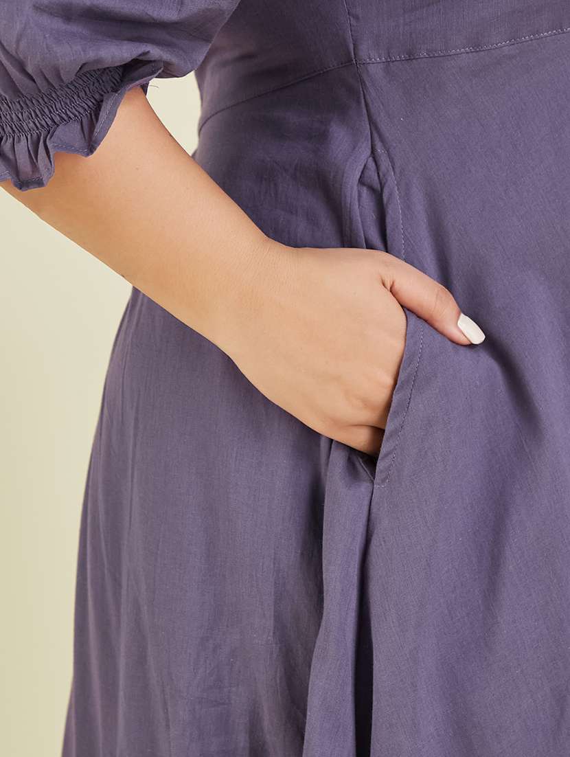 women plus size solid puff sleeve tiered dress - 22002355 -  Standard Image - 4