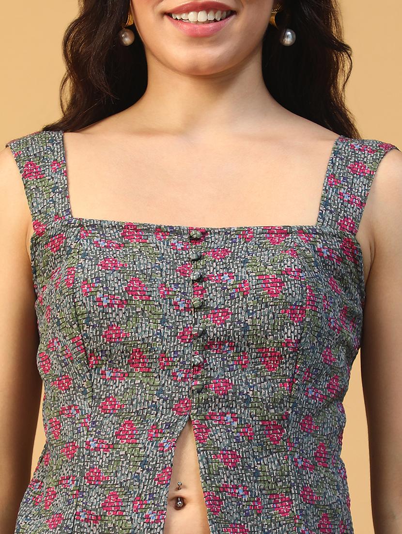 women floral print sleeveless regular top - 22002378 - Standard Image - 4