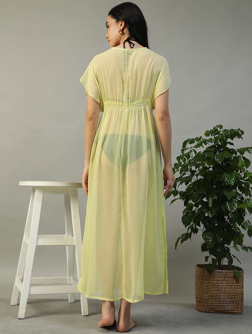 women solid short sleeve coverup dress - 22002386 - Standard Image - 4