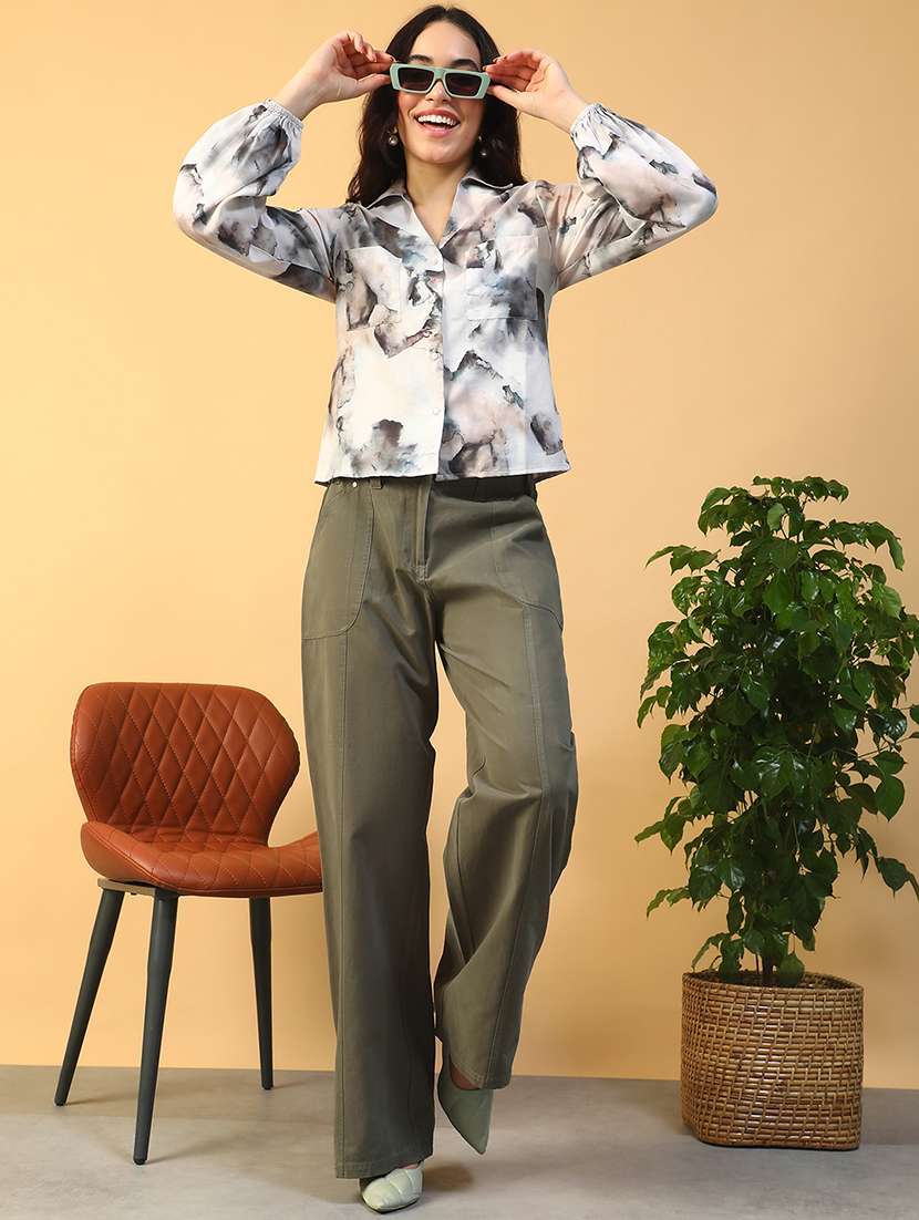 women printed collared long sleeve regular shirt - 22002412 - Standard Image - 4