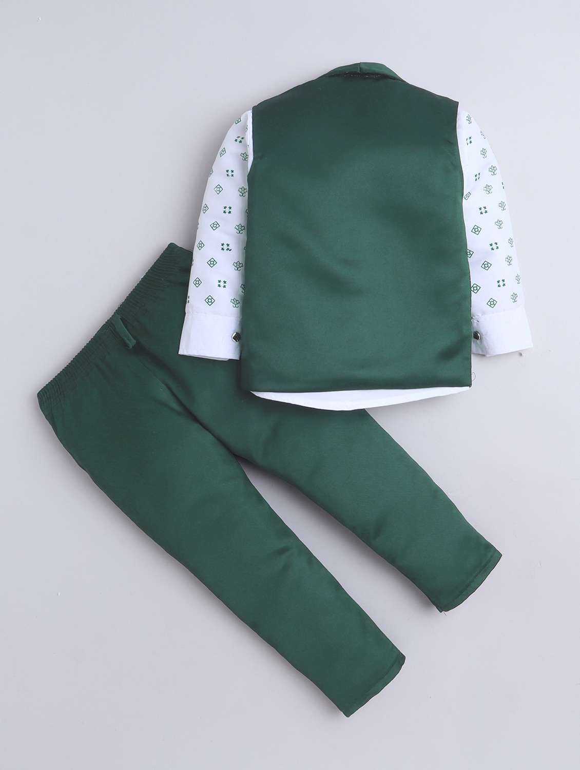 green polyester suit sets twin sets & boys printed shirt and trouser with waistcoat - 22002437 -  Standard Image - 1
