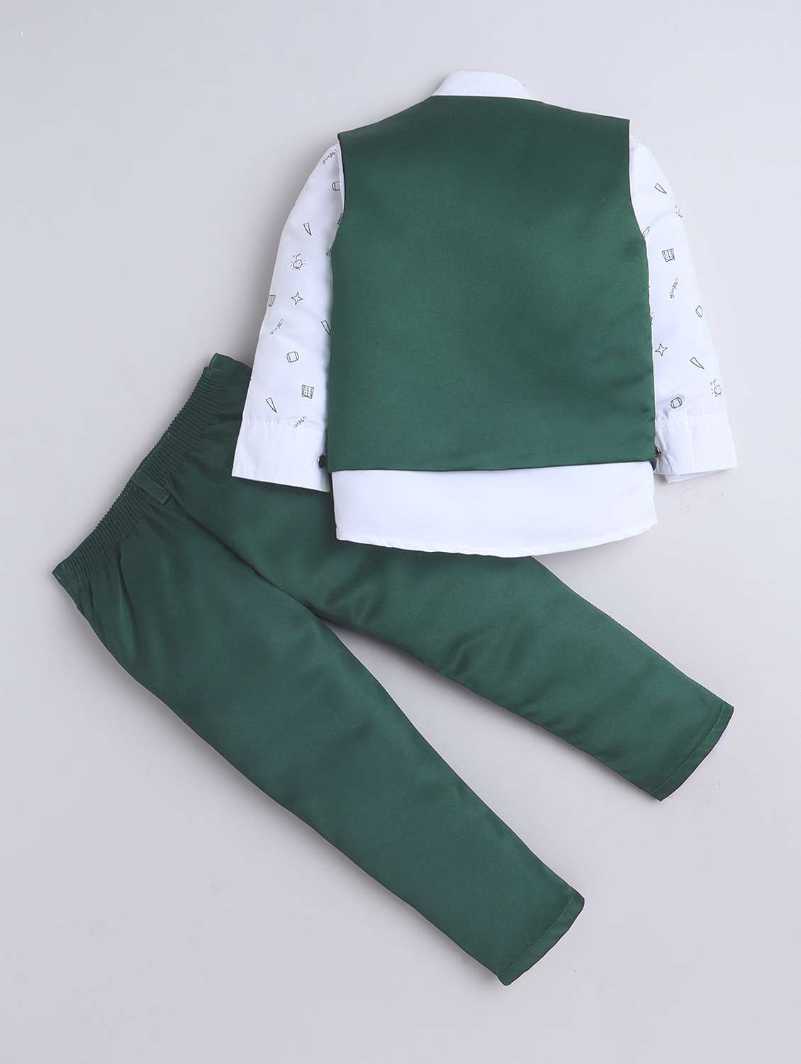 boys printed shirt and trouser with waistcoat - 22002440 -  Standard Image - 1