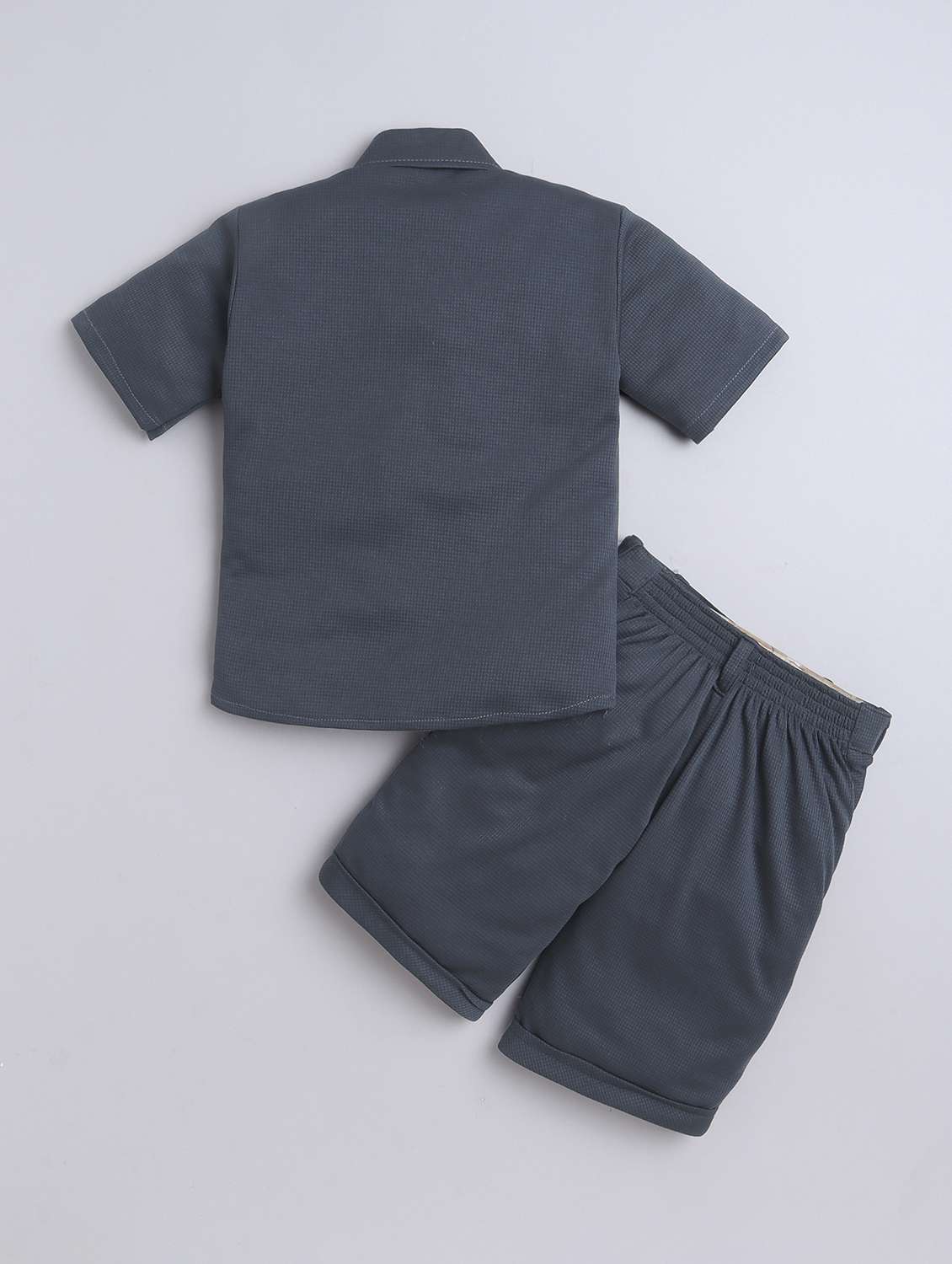 boys solid shirt and short co-ord set - 22002448 - Standard Image - 1