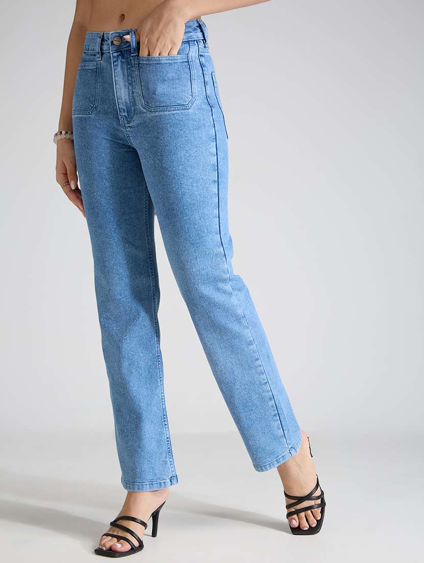 women solid mid rise straight fit jean - 22002478 -  Standard Image - 1