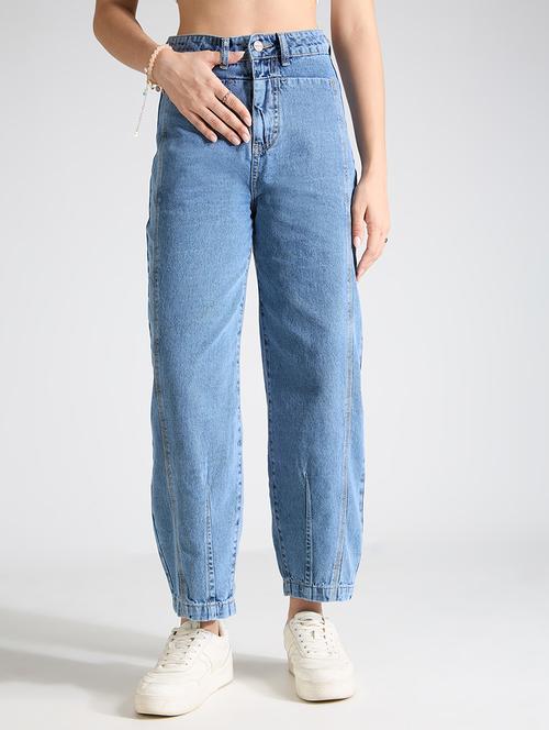 women solid high rise mom fit jeans - 22002479 -  Standard Image - 0