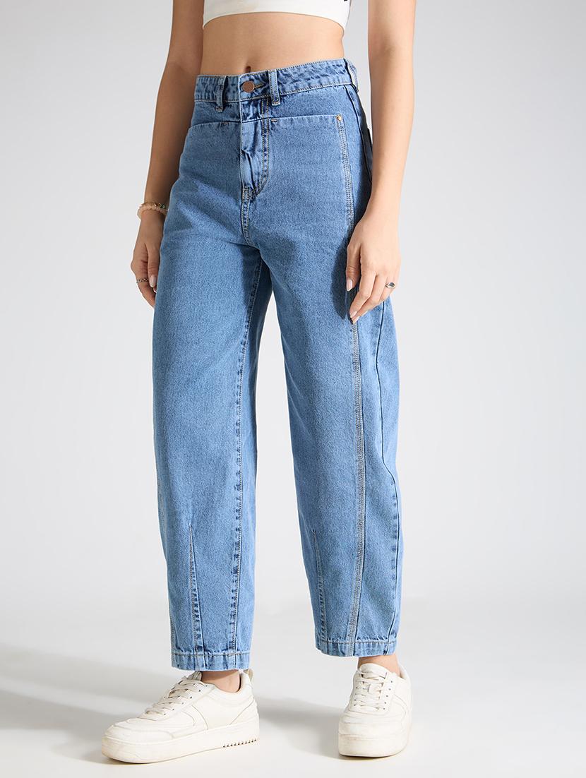 women solid high rise mom fit jeans - 22002479 -  Standard Image - 1