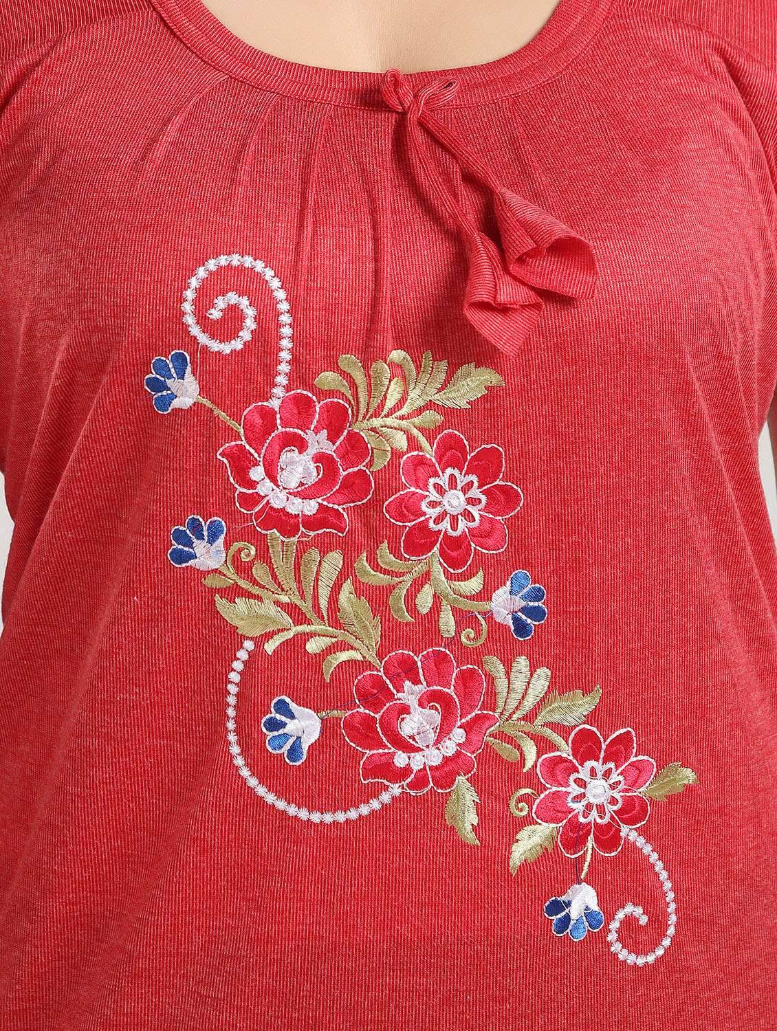 women embroidered short sleeve nighty - 22002481 -  Standard Image - 4