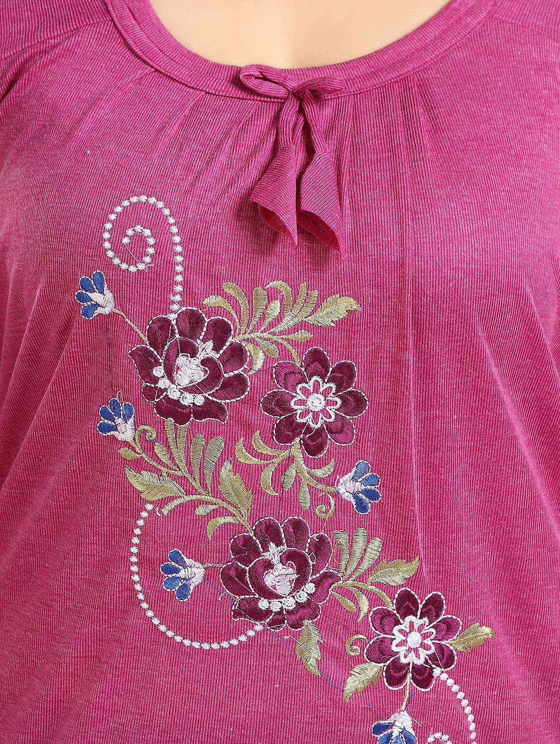 women embroidered short sleeve nighty - 22002482 -  Standard Image - 4