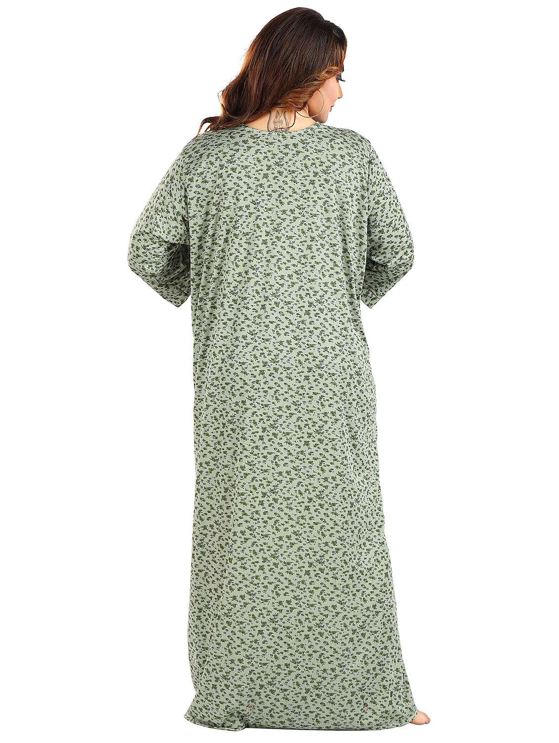 women printed three quarter sleeve nighty - 22002532 -  Standard Image - 4