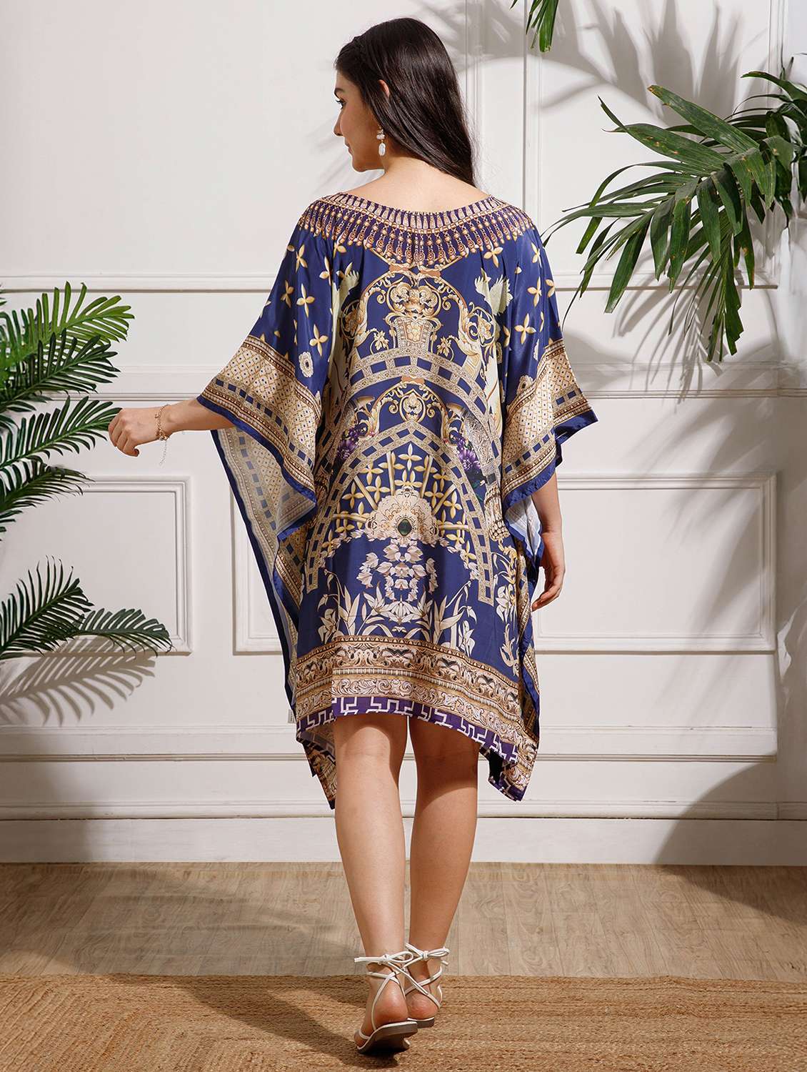 women printed kimono sleeve kaftan dress - 22002648 - Standard Image - 4