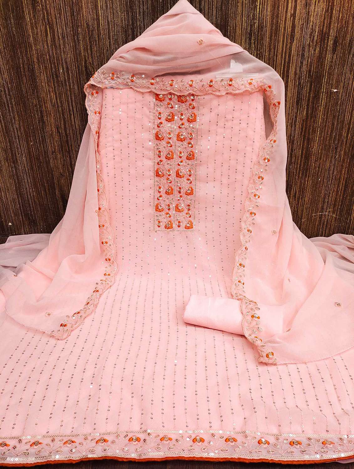 women solid with work embellished unstitched suit set - 22002669 -  Standard Image - 1