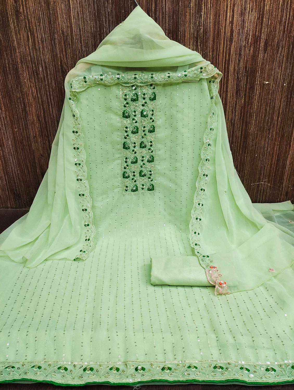 women solid with work embellished unstitched suit set - 22002672 -  Standard Image - 1