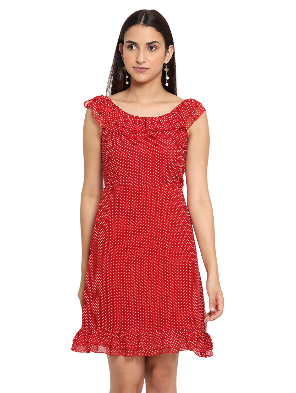 women polka dot sleeveless a-line dress - 22002944 - Standard Image - 1