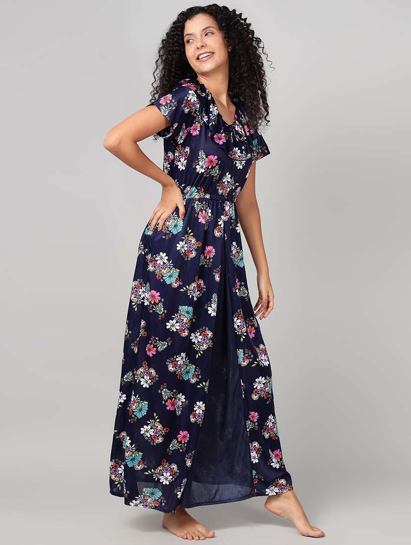 women floral print short sleeve nighty - 22002954 -  Standard Image - 1