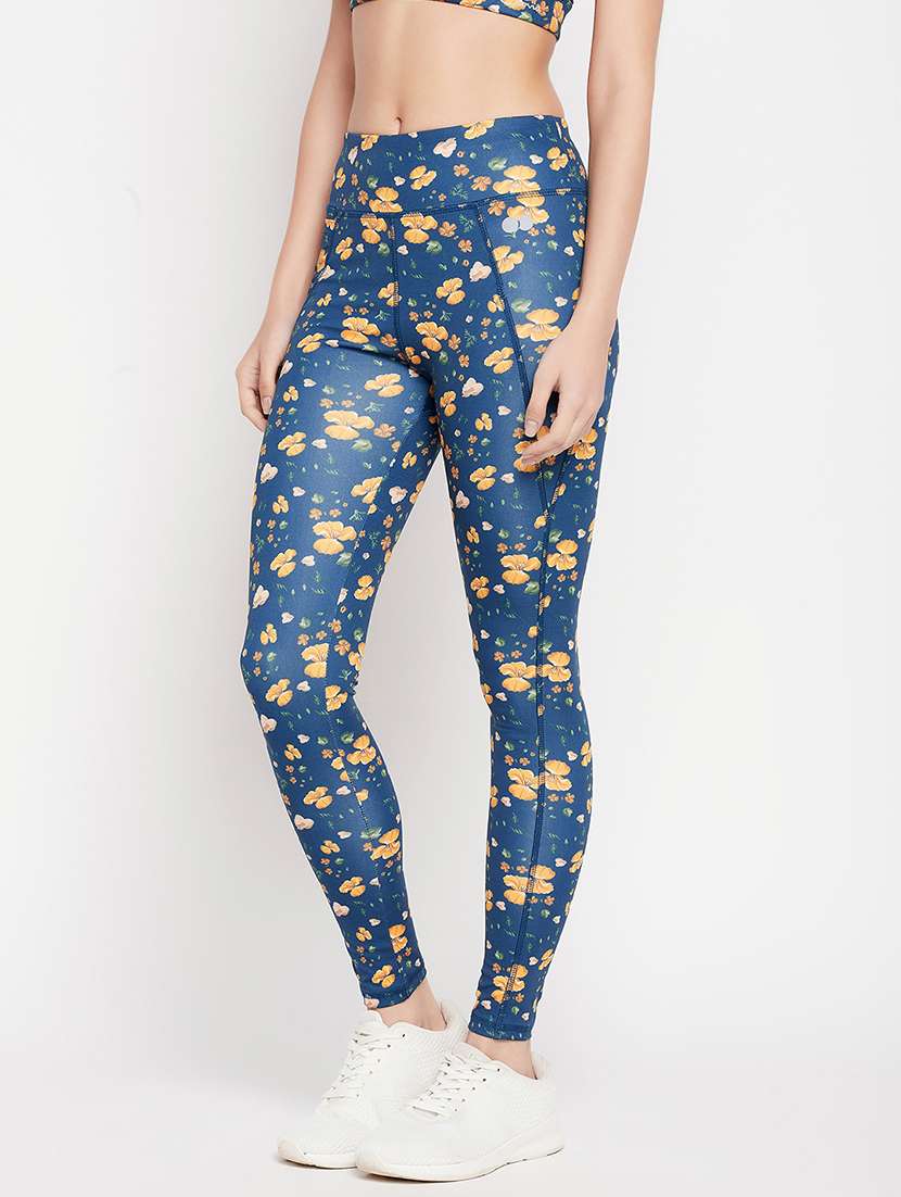 women floral print high rise gym tight - 22002959 -  Standard Image - 1