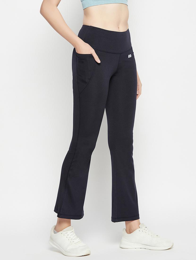 women solid high rise bootcut gym tights - 22002972 - Standard Image - 1
