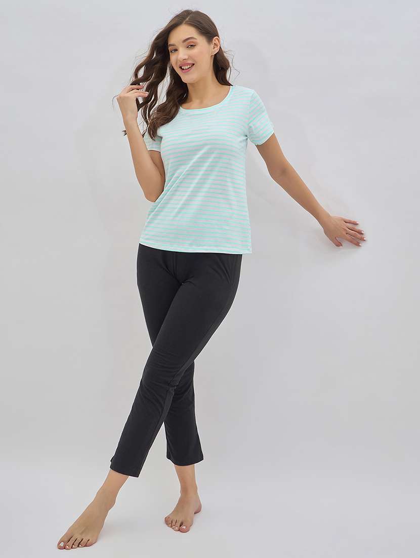 women striped short sleeve regular fit t-shirt - 22003003 - Standard Image - 4